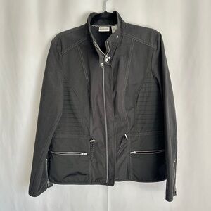 90s Vintage Chicos Women's Black Full Zipper Jacket Mock High Neck sz M